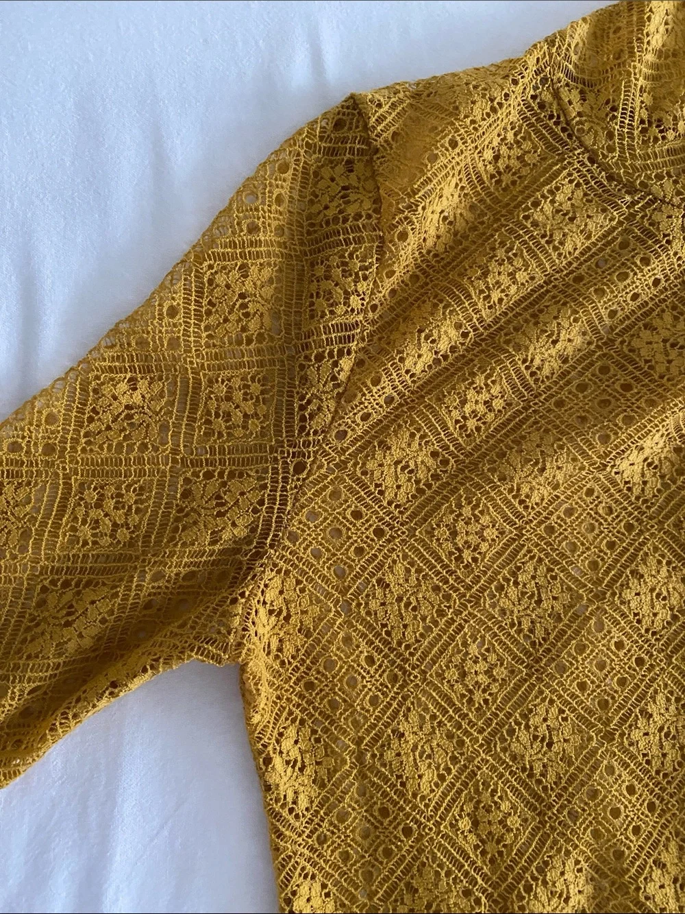 Intimately Free People Sweet Memories Sheer Lace Turtleneck Mustard Yellow XS - Picture 8 of 14